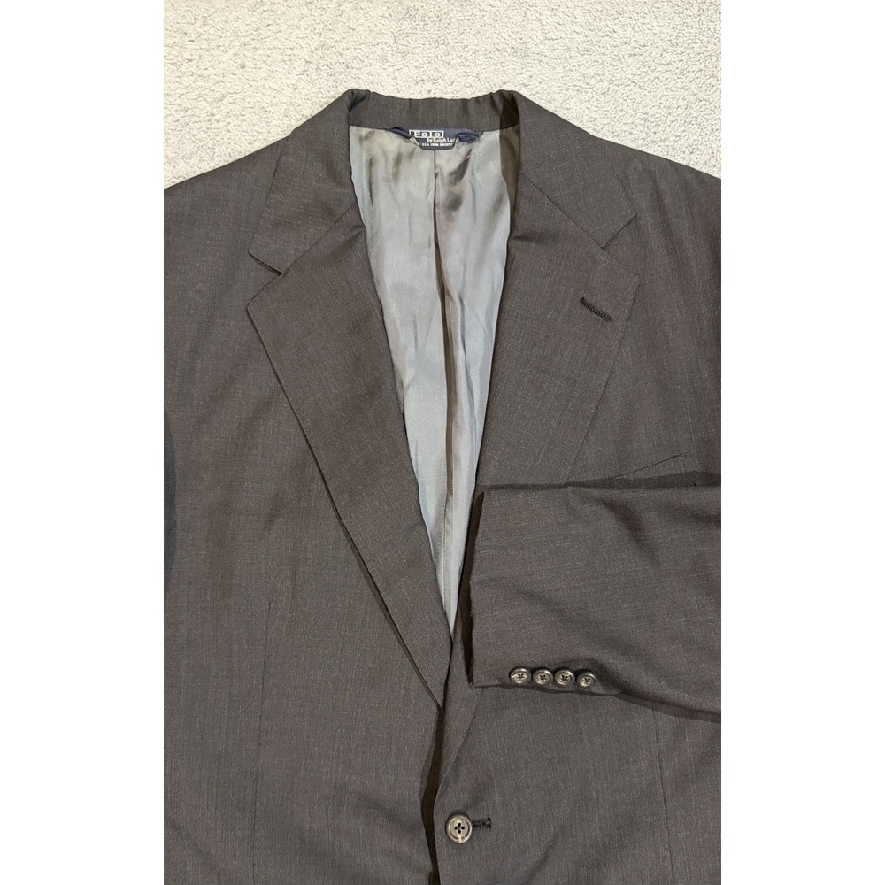 VTG 80s Polo Ralph Lauren 44L Wool Dark Charcoal Gray Blazer Jacket Union USA